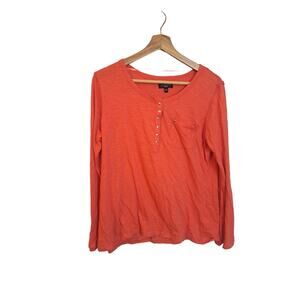 Spence Knits Orange 100% Cotton Long Sleeve Light Weight Top Sz L